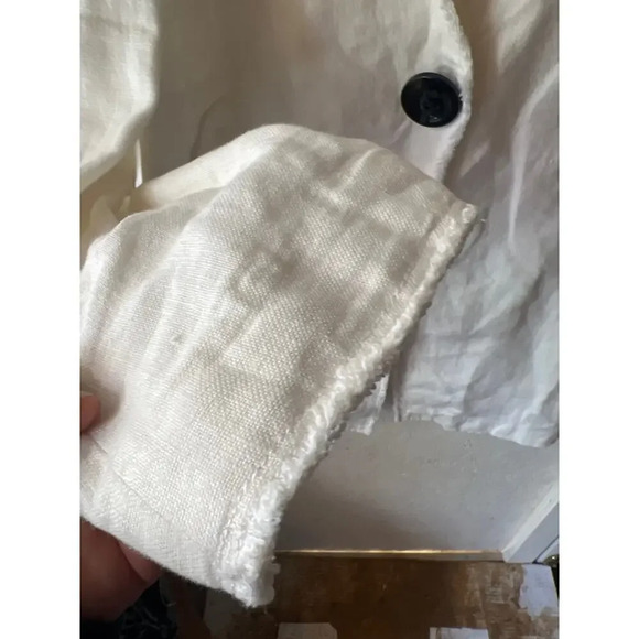 Lafayette 148 100% Linen one button blazer freyed hem 12 - Picture 5 of 9